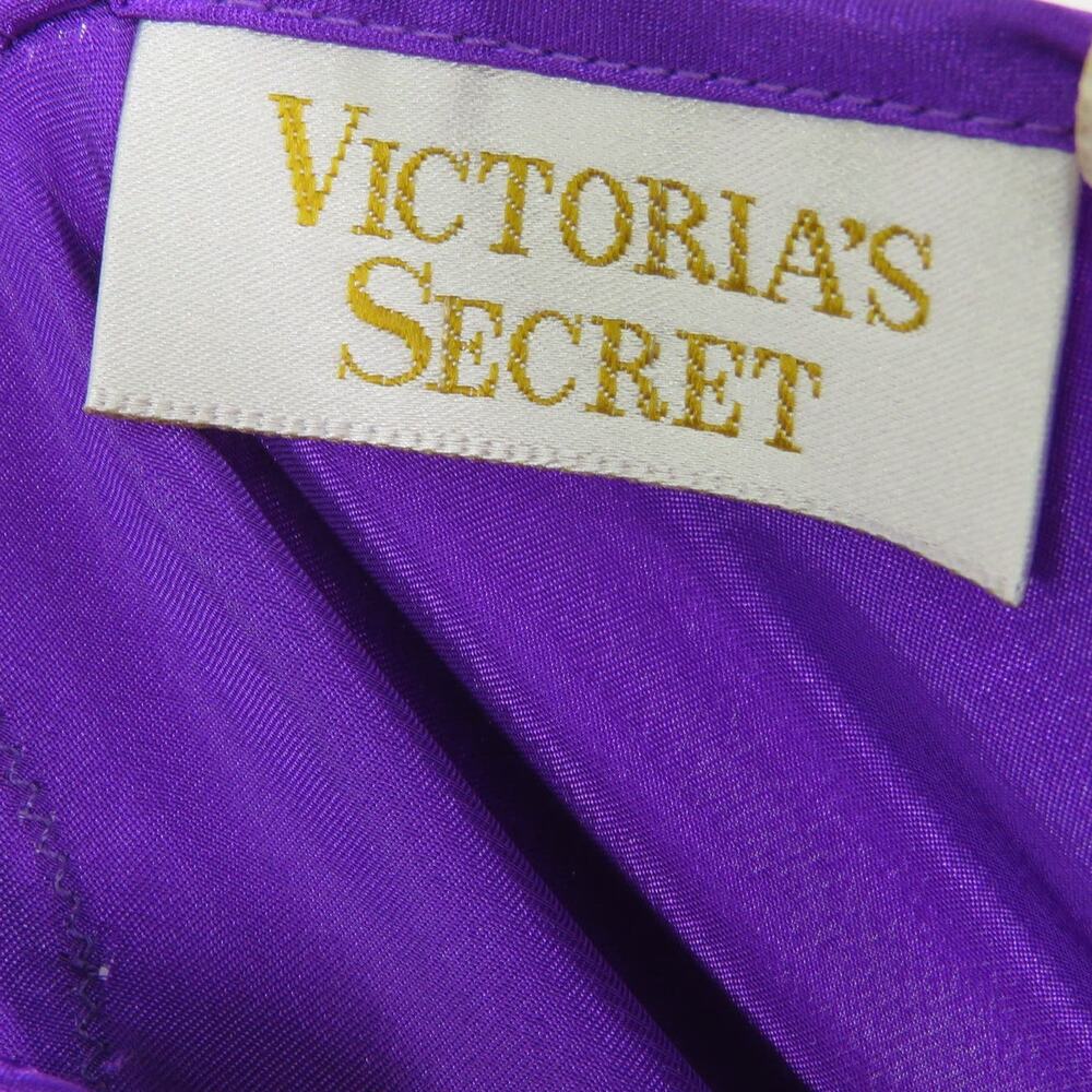 Vintage Victoria's Secret Gold Label Purple Lace Satin Slip Lingerie Large Sexy - Picture 4 of 5
